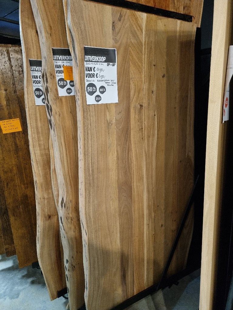 EETKAMERTAFELS ACACIA VOORRAAD VANAF €395,00, Bruin, Nieuw, Ophalen of Verzenden, Vier