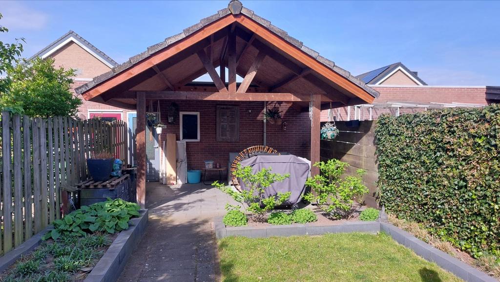Houten overkapping/veranda - 5,10m x 4,59m, Ophalen, Gebruikt