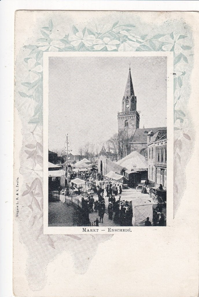Enschede, Markt, 1901., Verzenden, Voor 1920, Gelopen, Overijssel