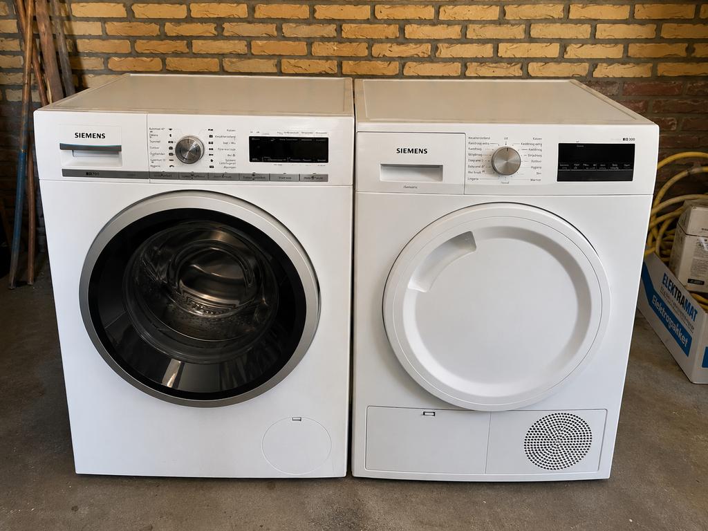Siemens iQ700 Wasmachine + iQ300 Droger Set, Witgoed en Apparatuur, Ophalen, Minder dan 85 cm, 8 tot 10 kg, 1600 toeren of meer