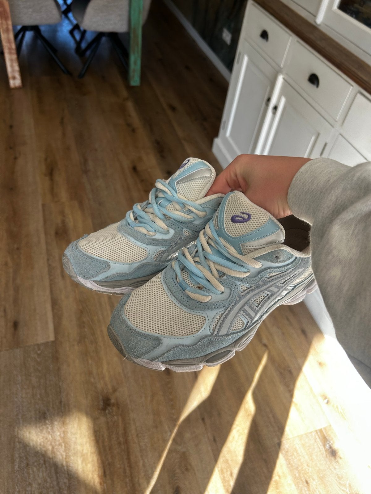 Asics Gel NYC Artis Sky Blue met double lace, Blauw, Ophalen of Verzenden, Sneakers of Gympen, Gedragen