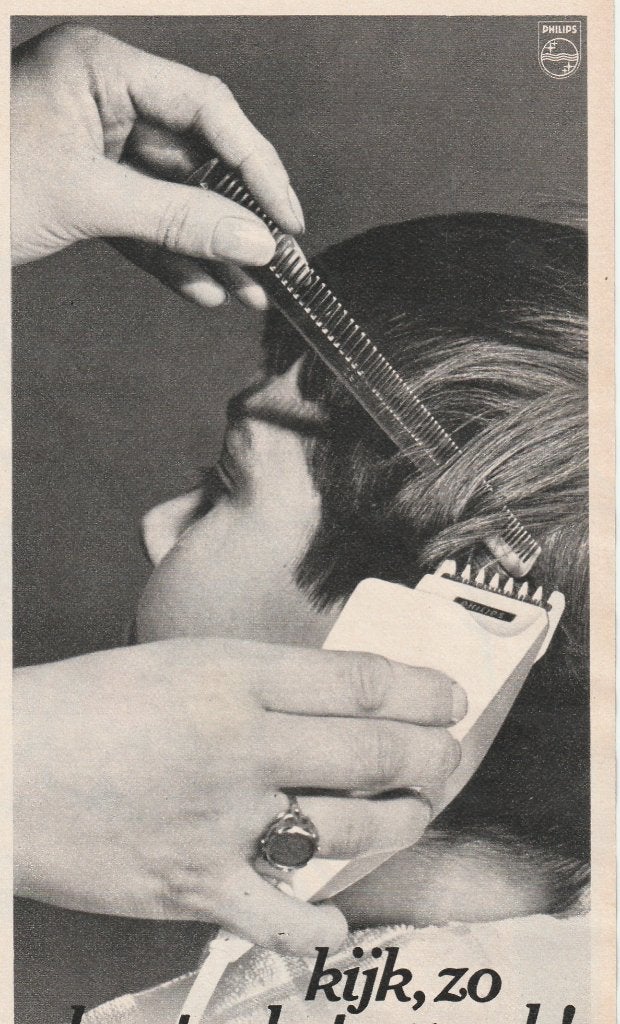 Retro reclame 1968 Philips haarknipper jongetje met haar, Verzenden, Overige typen