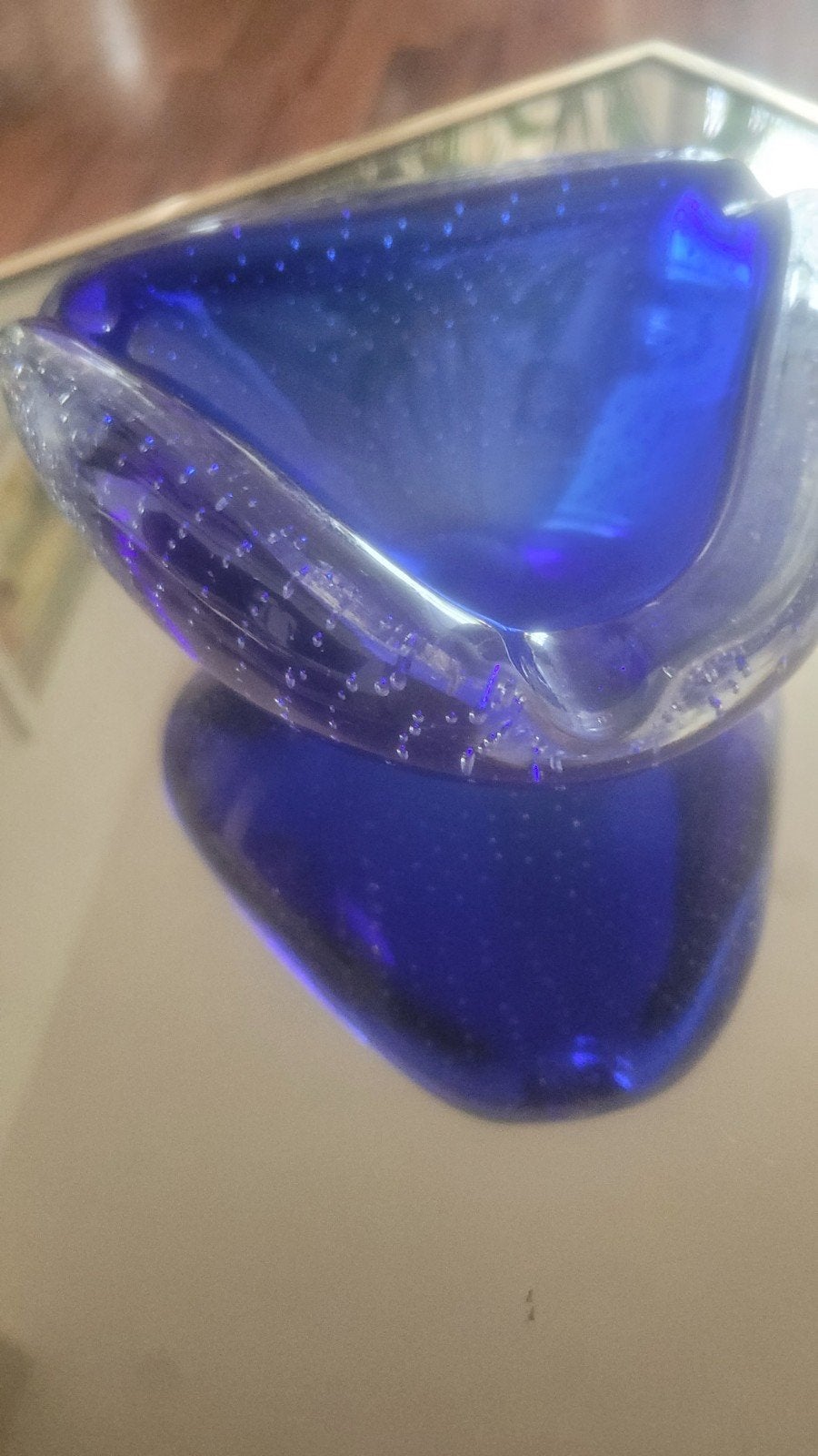 Zware glazen Murano asbak, Ophalen of Verzenden