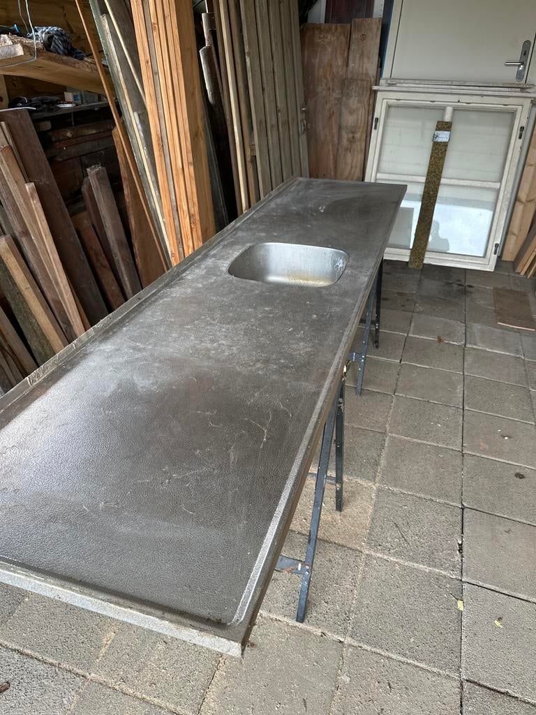 Gratis RVS aanrechtblad 250 cm - Zonder kraangaten, Ophalen, Gebruikt, 200 cm of meer, Minder dan 100 cm