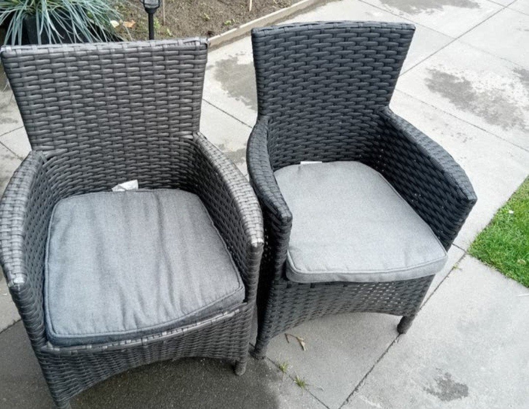 Twee Wicker Tuinstoelen voor kinderen met Kussens - Grijs, Ophalen, Gebruikt, Wicker