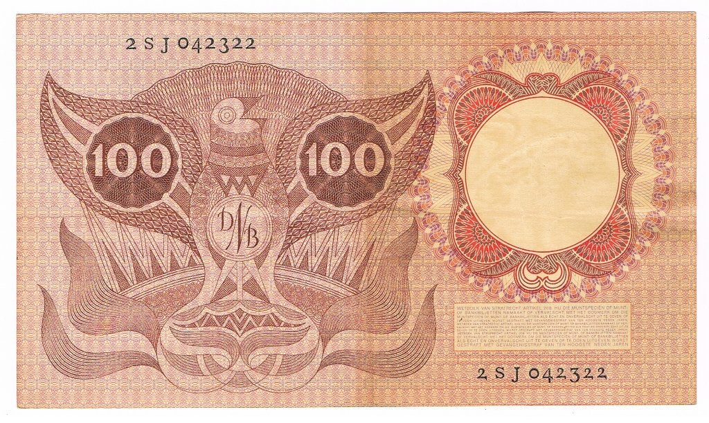 100 gulden 2 februari 1953 Erasmus, Verzenden, 100 gulden, Los biljet