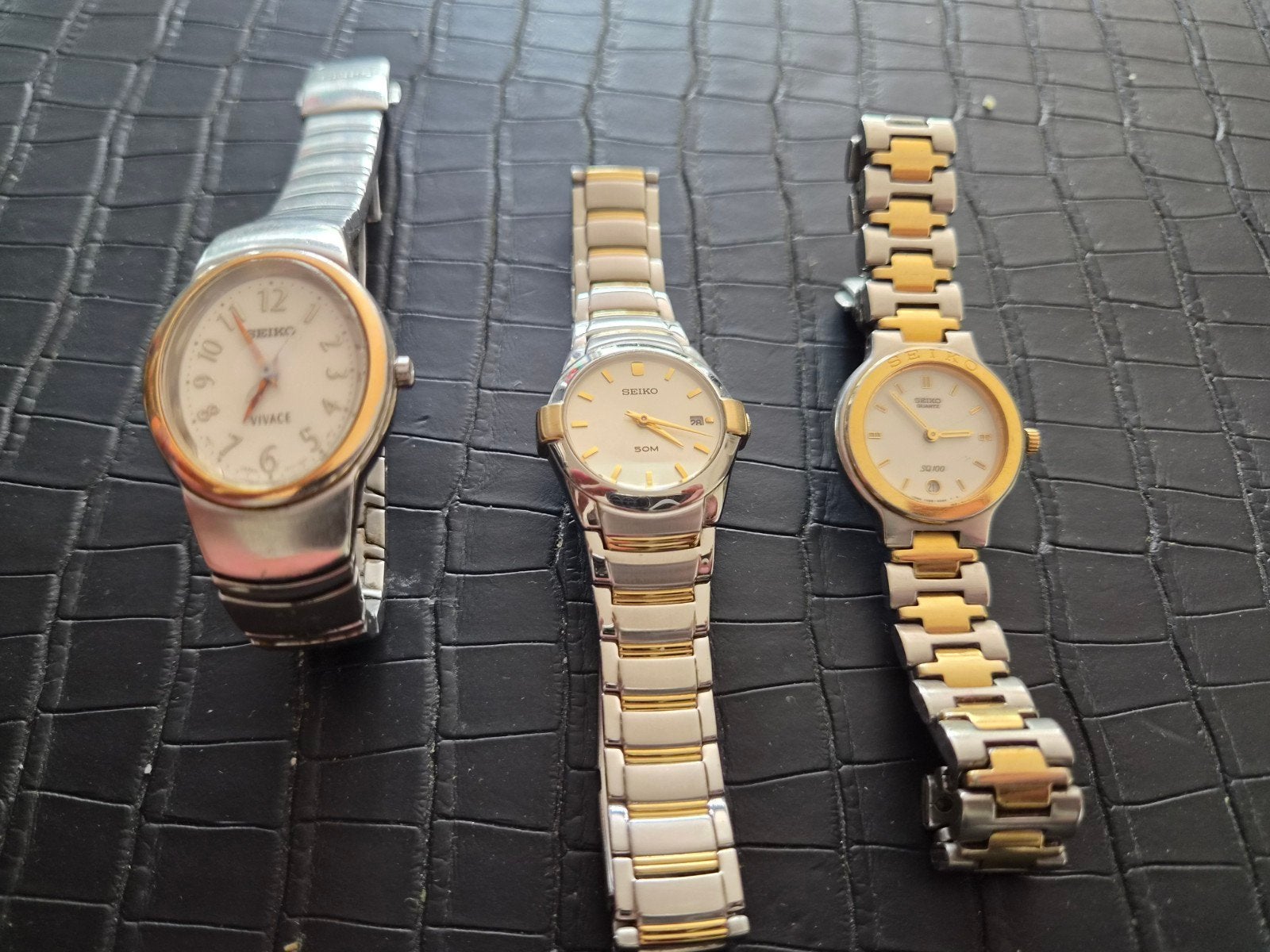 Set van 3 vintage Seiko dameshorloges, Ophalen, Gebruikt, Staal, Polshorloge