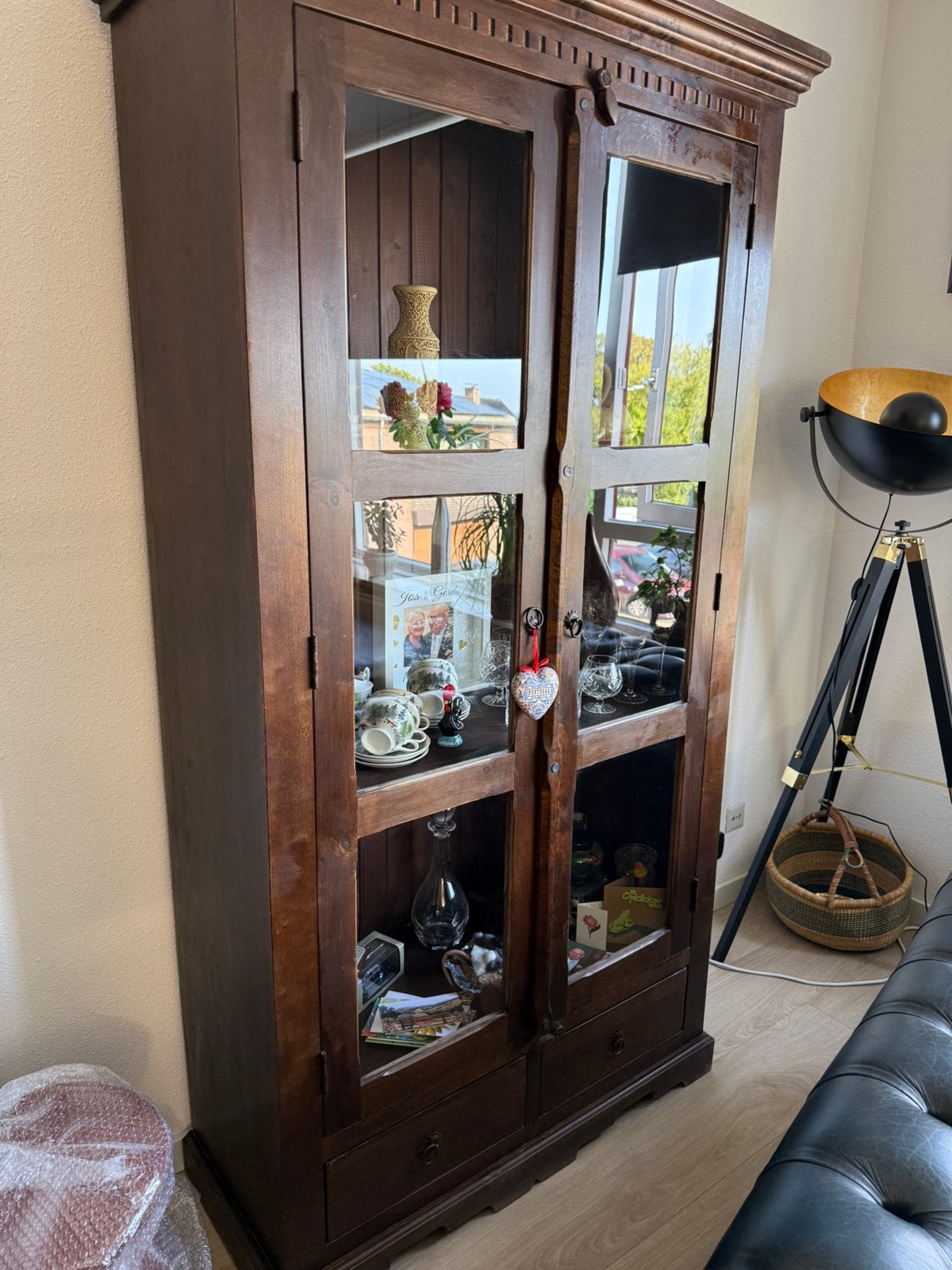 Vitrinekast, Ophalen, 100 tot 150 cm, Zo goed als nieuw, 150 tot 200 cm