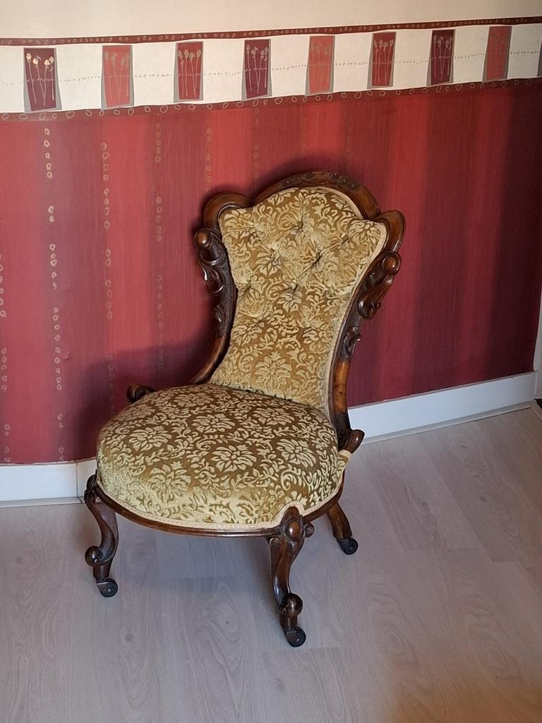 Breistoeltje met wieltjes antiek velours, Antiek en Kunst, Ophalen