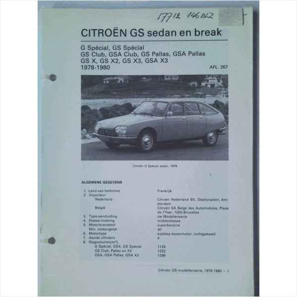 Citroen GS Vraagbaak losbladig 1978-1980 #2 Nederlands, Ophalen of Verzenden, Gelezen, Citroën