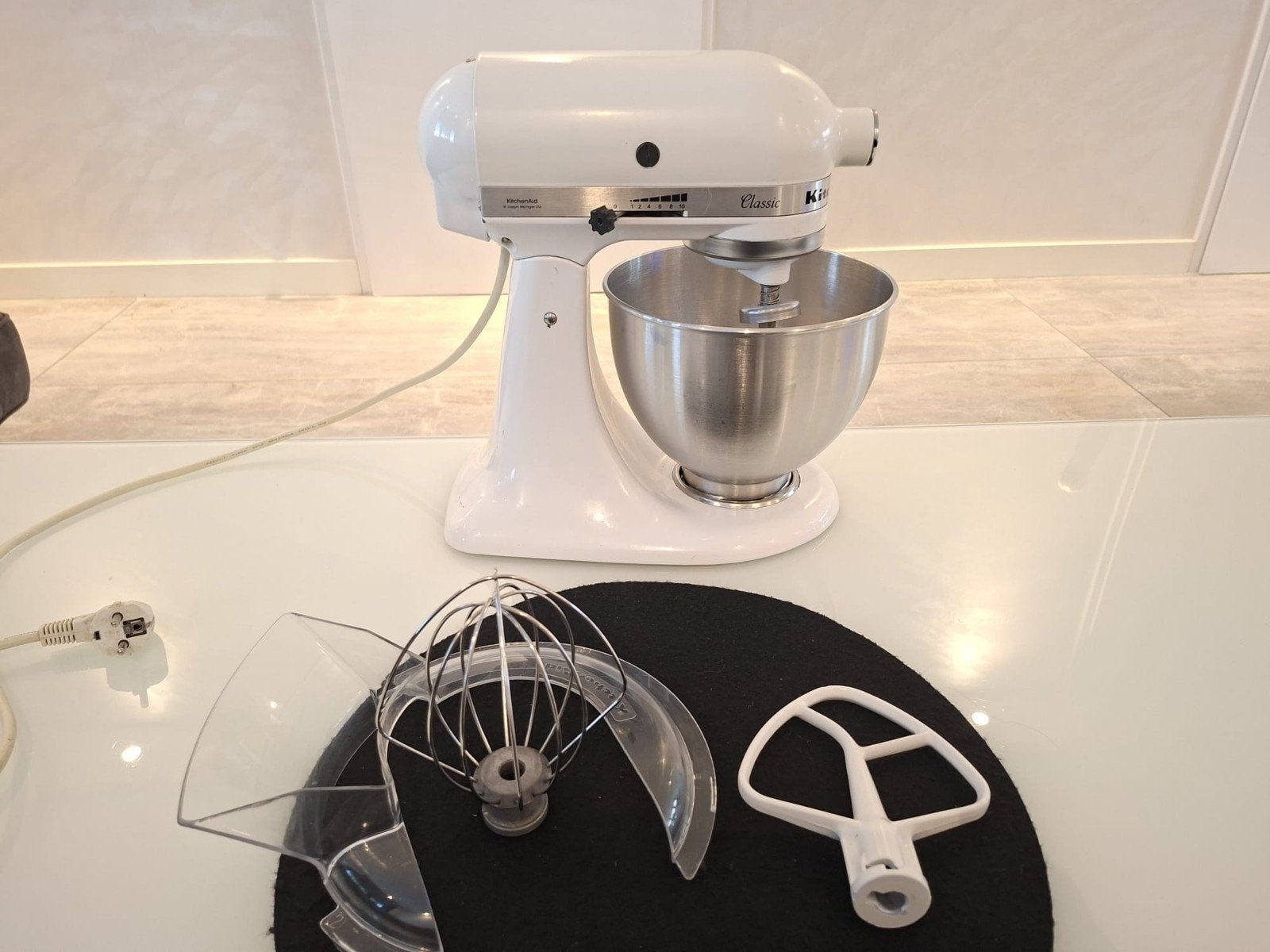 Kitchenaid Classic Keukenmachine 5KSM45EWH, 4 liter of meer, Ophalen of Verzenden, Zo goed als nieuw, 3 snelheden of meer