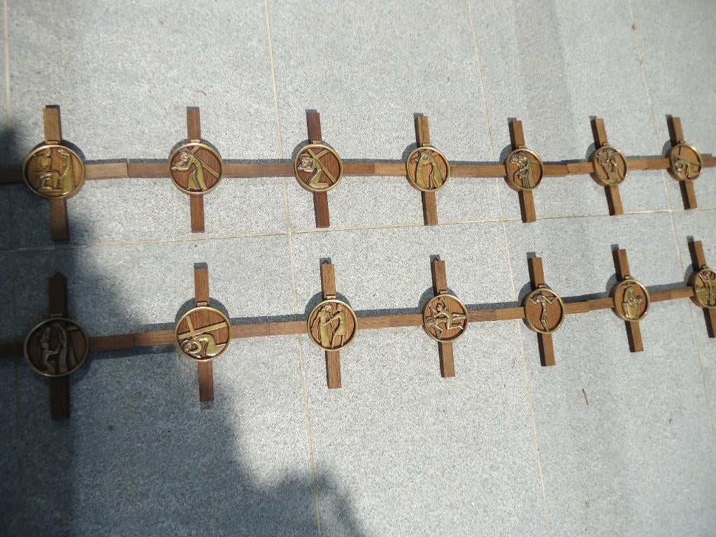 14 ART DECO reliëfs brons kruiswegstaties kruisgang volledig, Antiek en Kunst, Ophalen of Verzenden