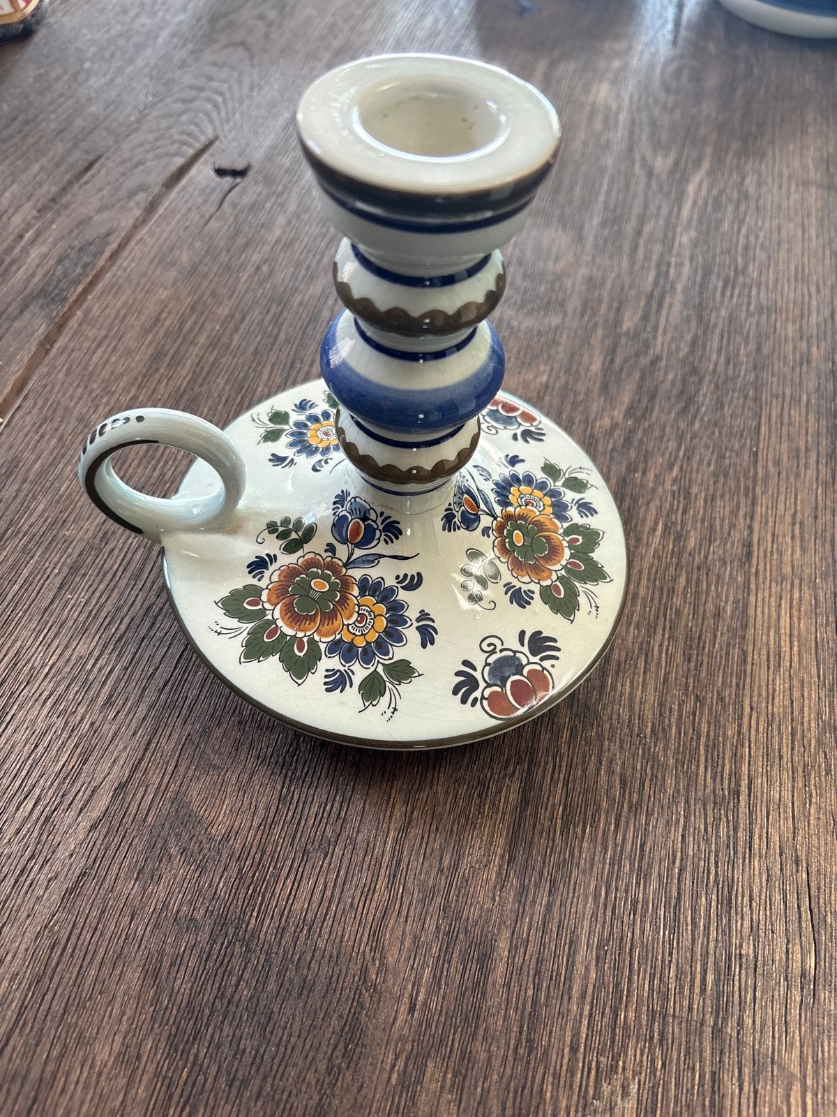 Delfts polychroom handwerk kandelaar - 17 cm hoog, Ophalen, Keramiek of Aardewerk
