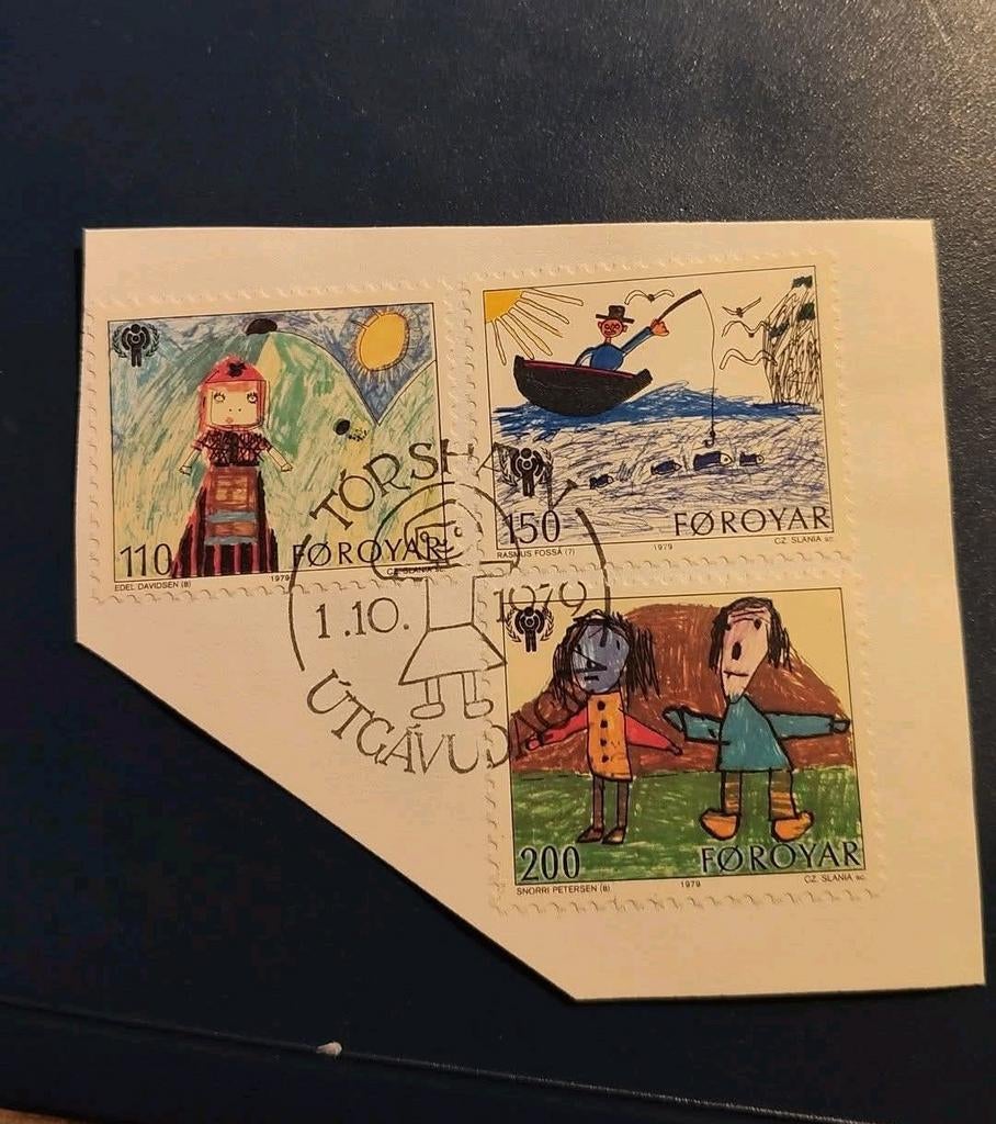 Faeröer Eilanden Postzegels - Kindertekeningen 1979, Ophalen of Verzenden, Buitenland