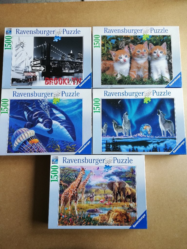 Puzzels van 1500 stukjes, Ophalen of Verzenden, 500 t/m 1500 stukjes, Gebruikt, Legpuzzel
