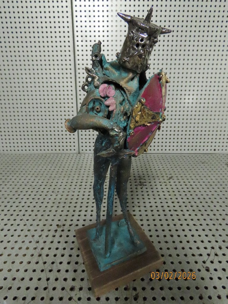 Beeld gemaakt door Carlo Zoli Beeldje Mythologische Ridder, Ophalen of Verzenden, 20 - 50 cm, Beeld, Composieten