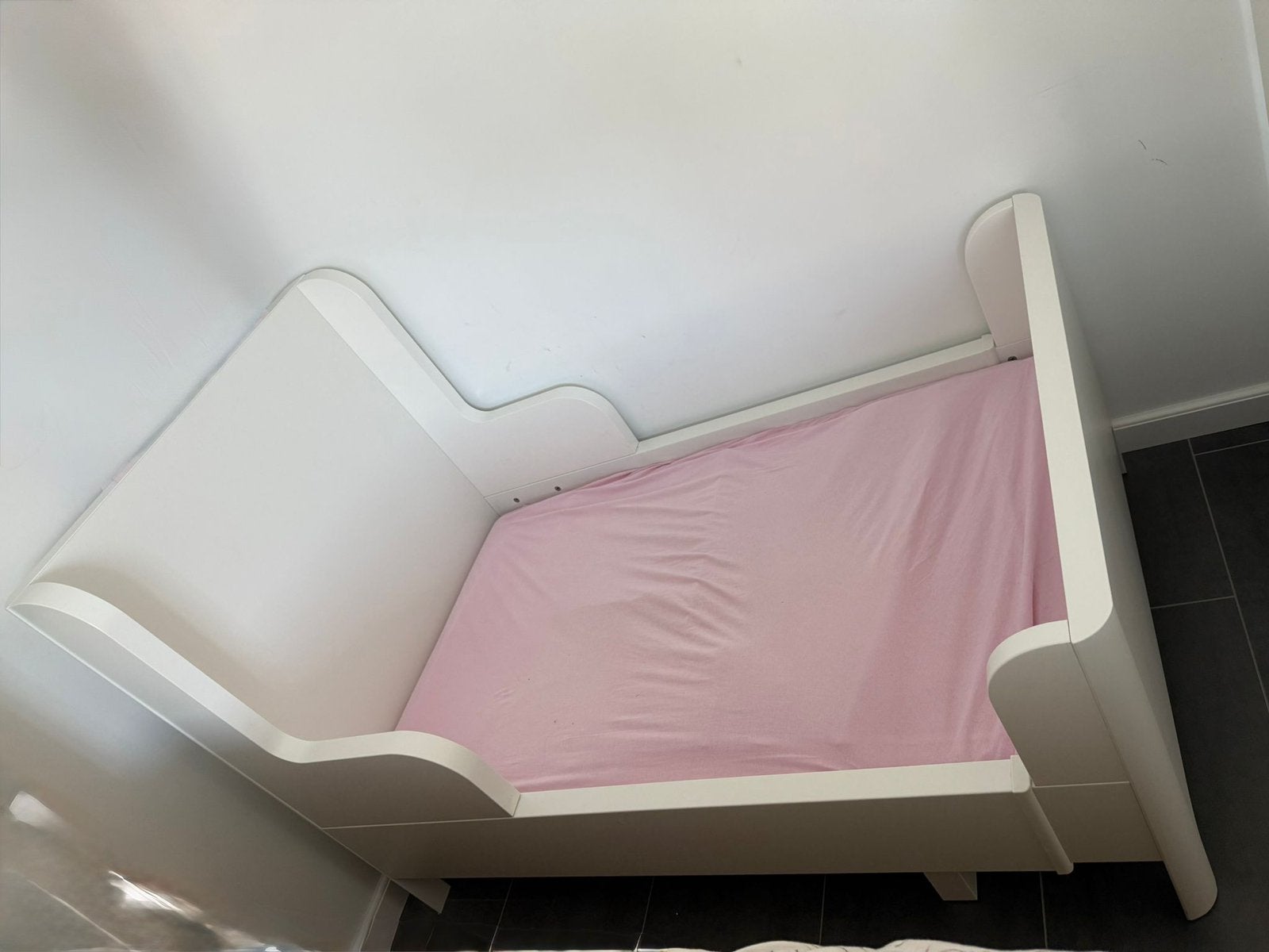 Meegroeibed, Kinderen en Baby's, Kinderkamer | Bedden, Ophalen, Zo goed als nieuw, 180 cm of meer, 70 tot 85 cm