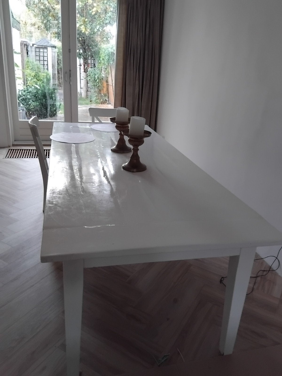 Witte eettafel - 240x100x78 cm, Huis en Inrichting, Gebruikt, 100 tot 150 cm, 200 cm of meer, Ophalen of Verzenden