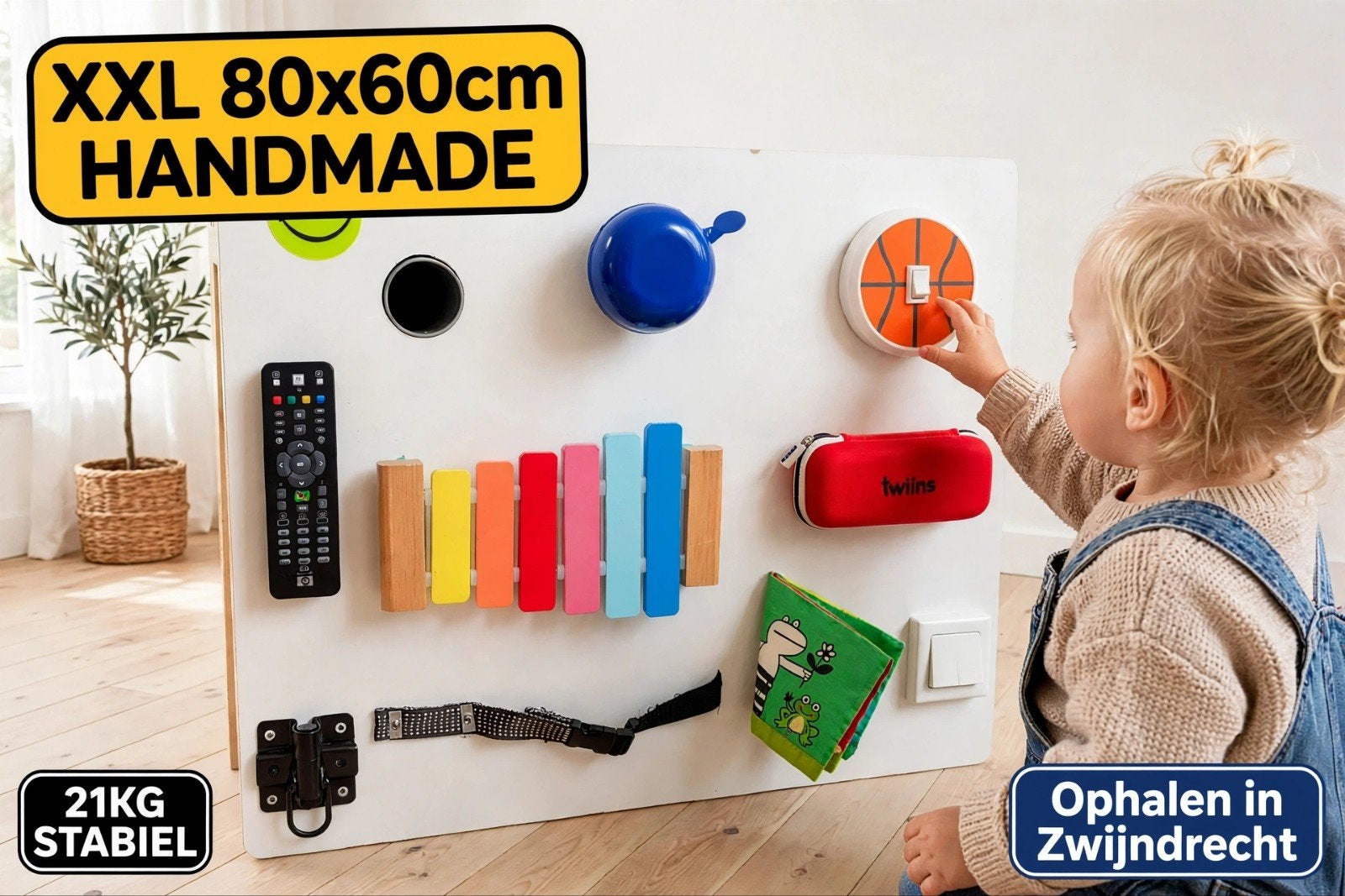 Handgemaakte Montessori Activity Board  Busy Board - 80x60cm, Ophalen, Gebruikt, Knutselen, Met geluid