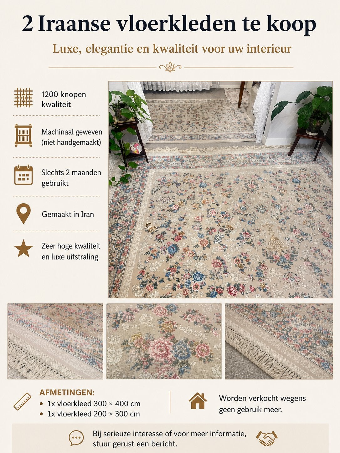 Vloerkleden, Ophalen, Zo goed als nieuw, Iran, 5 tot 10 m²