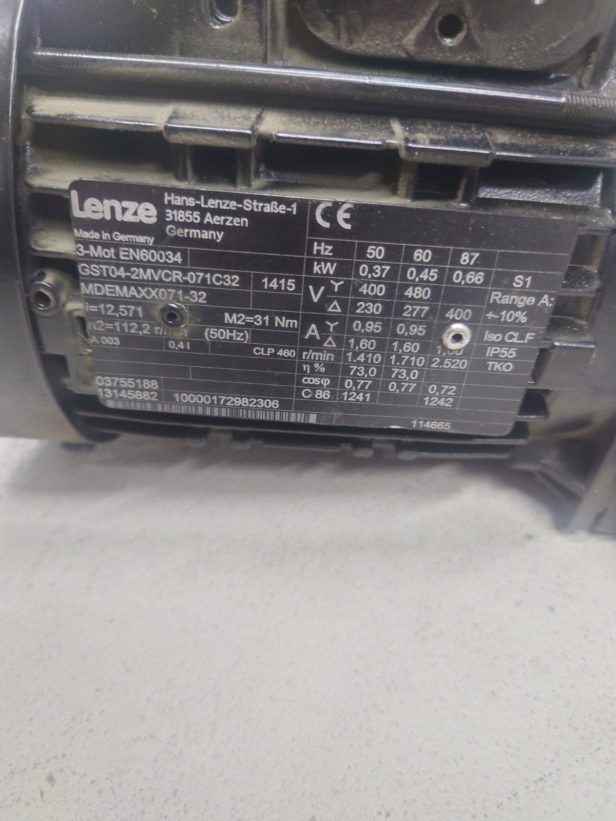 Lenze 3fase motor 0,37kW, Ophalen of Verzenden, Zo goed als nieuw, Lenze