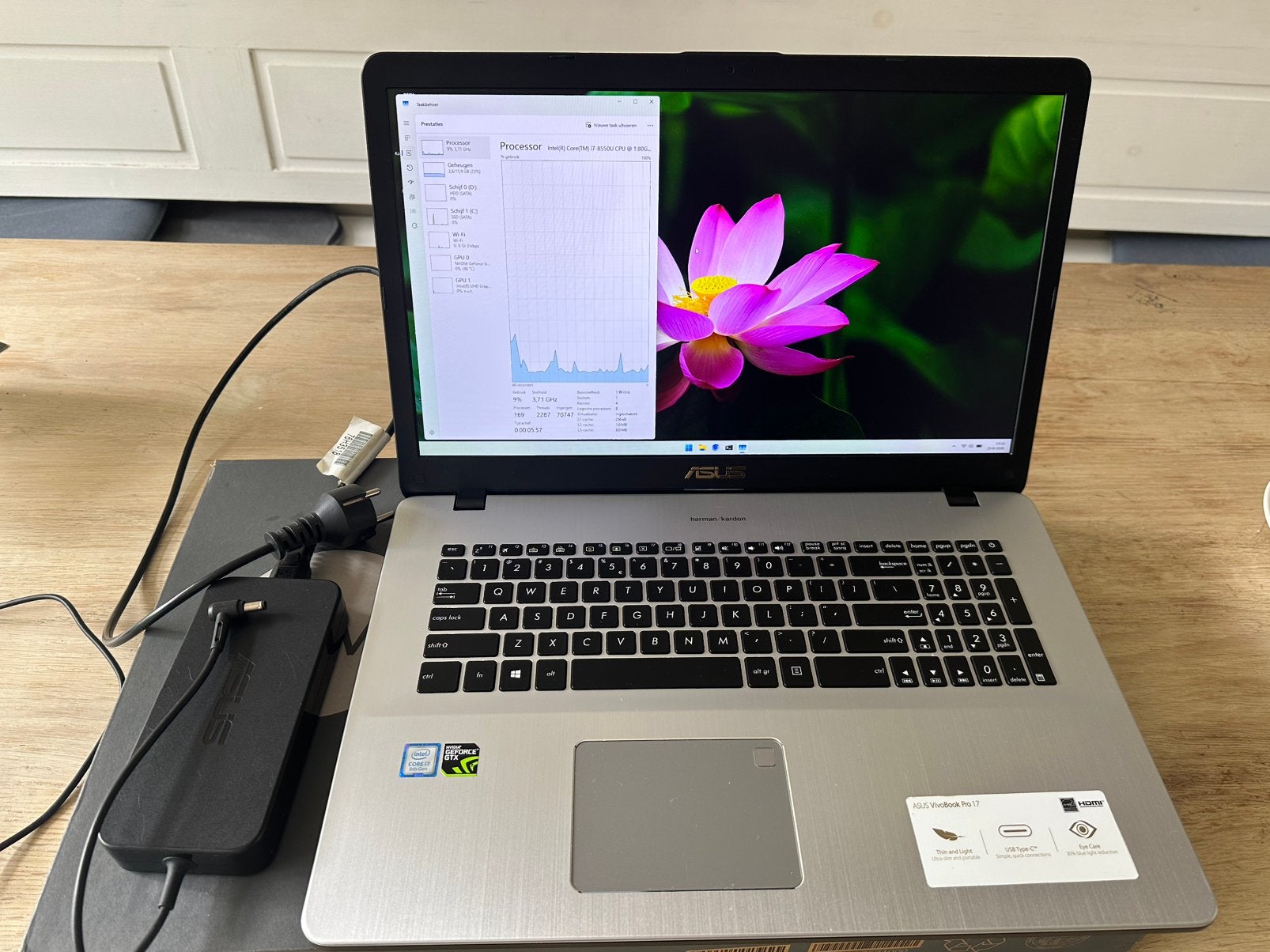 Asus vivobook pro 17 i7 8550U 16 gb ram met videokaart, Computers en Software, Windows Laptops, Met videokaart, Qwerty, Ophalen of Verzenden