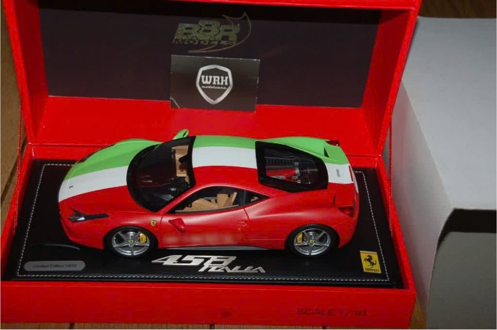 SALE ! FERRARI 458 ITALIAN FLAG ltd 20 BBR zie info USED WRH, Hobby en Vrije tijd, Modelauto's | 1:18, Verzenden, Gebruikt, Auto