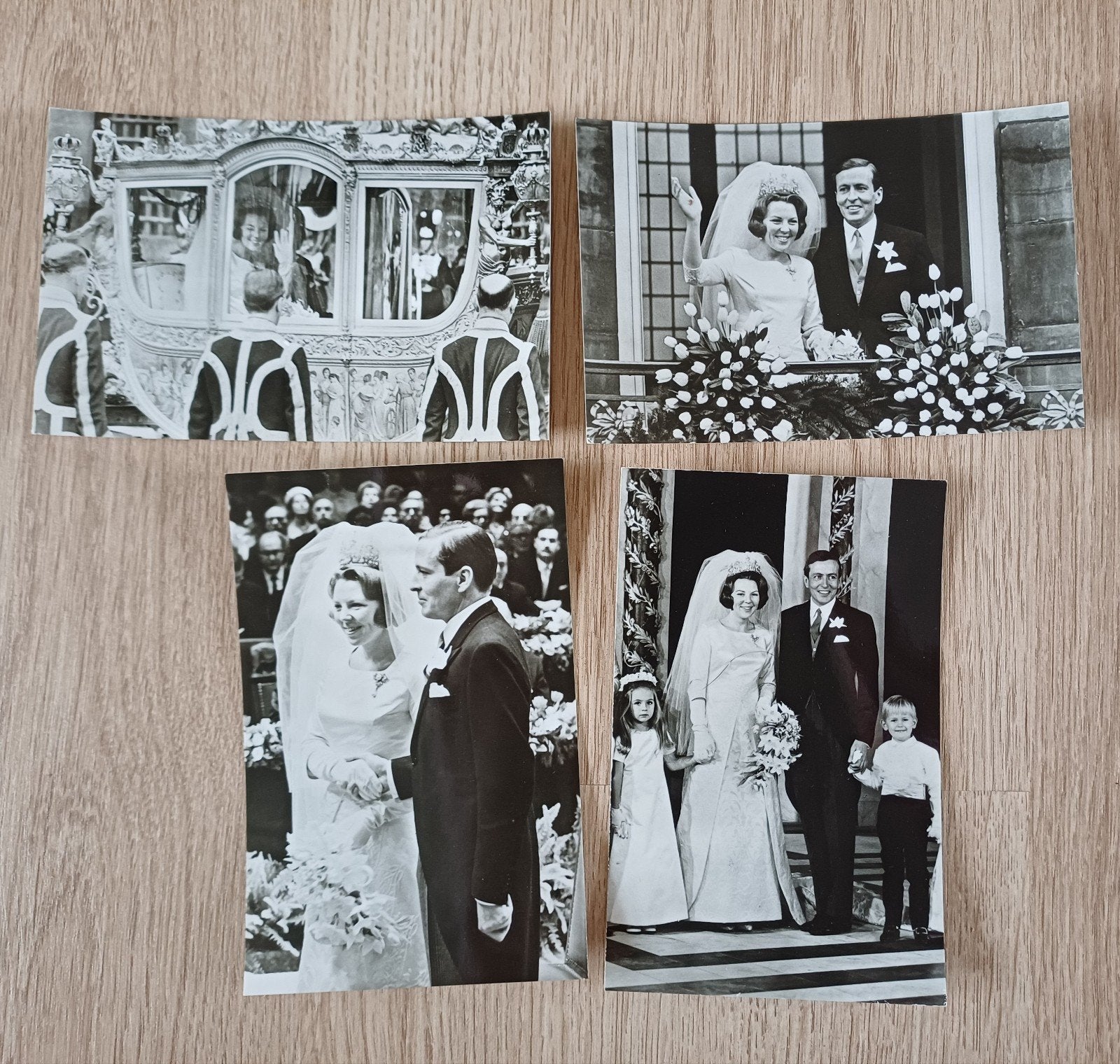 4x foto's huwelijk Beatrix en Claus 1966, Ophalen of Verzenden, 1960 tot 1980, Overige onderwerpen