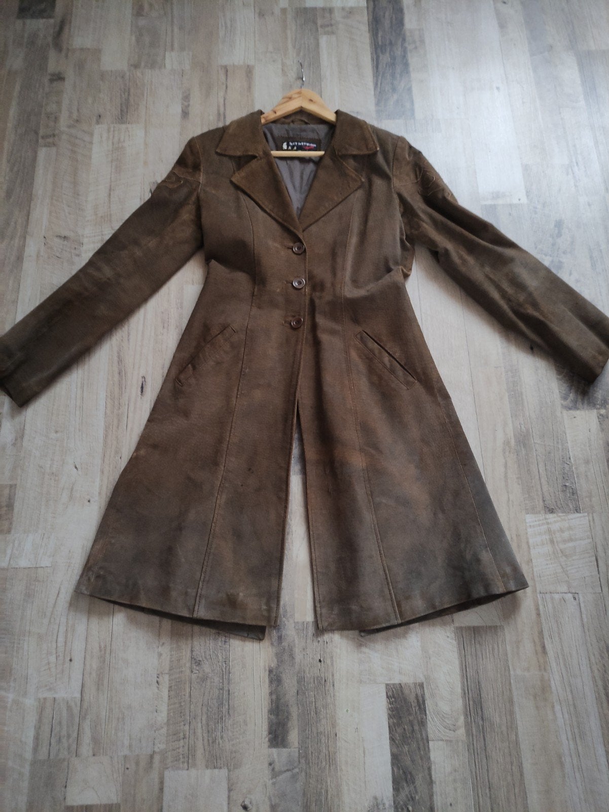 Lange suède jas, Kleding | Dames, Maat 38/40 (M), Bruin, Ophalen of Verzenden, Onbekend