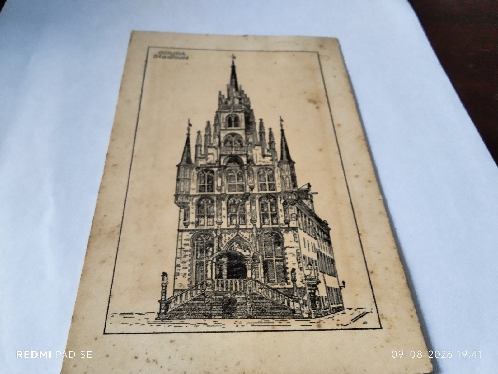 Promotiekaart Gouda Stadhuis - Hollandse Waschvrouw 1929, Ophalen of Verzenden, Voor 1920, Gelopen