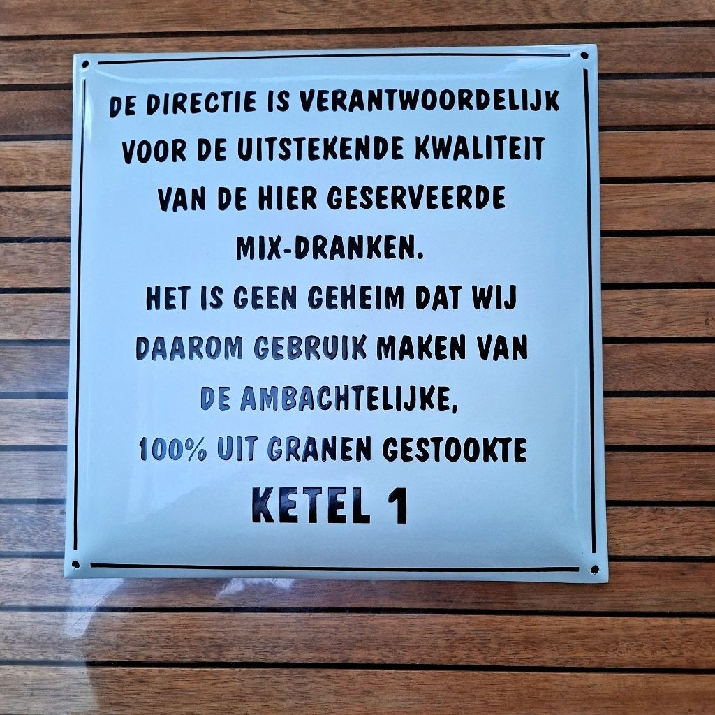 Emaille Reclamebord Ketel 1 ca. 40 x 40 cm., Ophalen of Verzenden, Gebruikt, Reclamebord