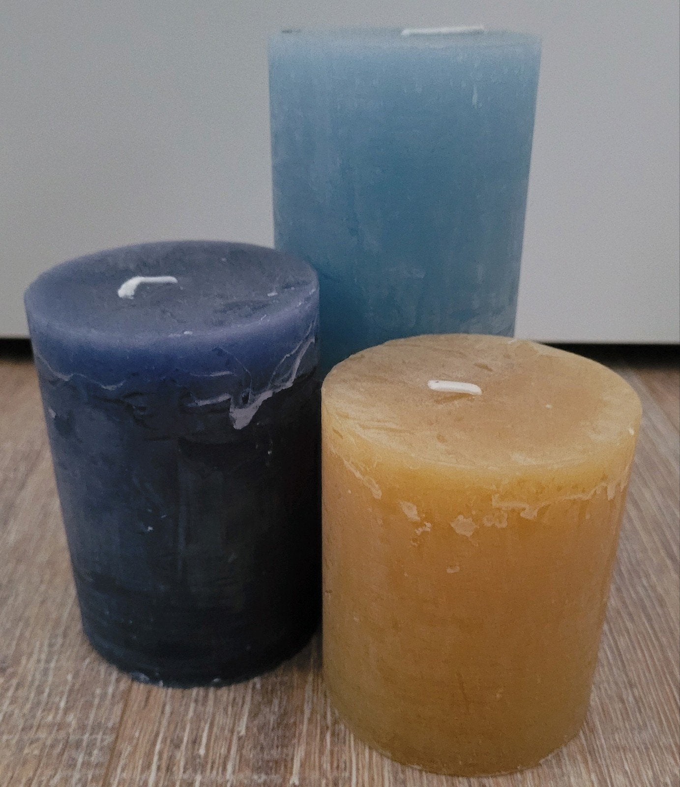 Nieuw! Cactula stompkaarsen set light blue, dark blue & oker, Ophalen of Verzenden, Nieuw, Kaars