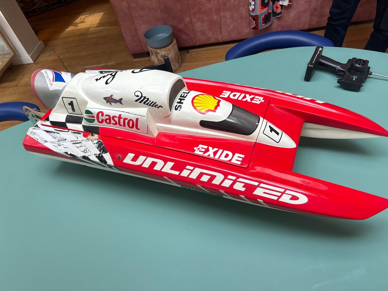 RC Raceboot met afstandsbediening - Unlimited Exide, Ophalen, Gebruikt, Groter dan 1:32, Overige merken