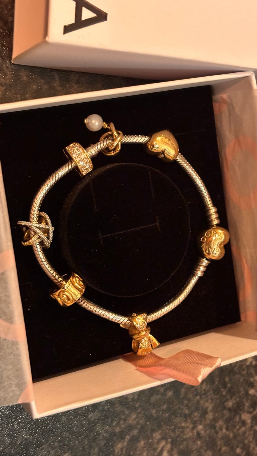 Pandora Armband 14k Verguld Goud 18 cm met Bedels, Sieraden, Tassen en Uiterlijk, Armbanden, Ophalen of Verzenden, Zo goed als nieuw