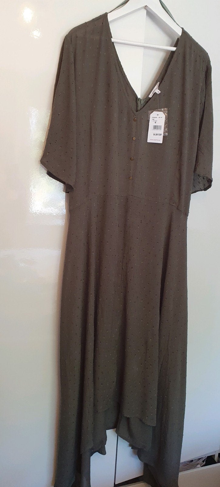 Paprika Kaki Jurk Maat 6 ( 54)Nieuw met kaartje, Kleding | Dames, Grote Maten, Jurk, Nieuw, Ophalen of Verzenden, Paprika