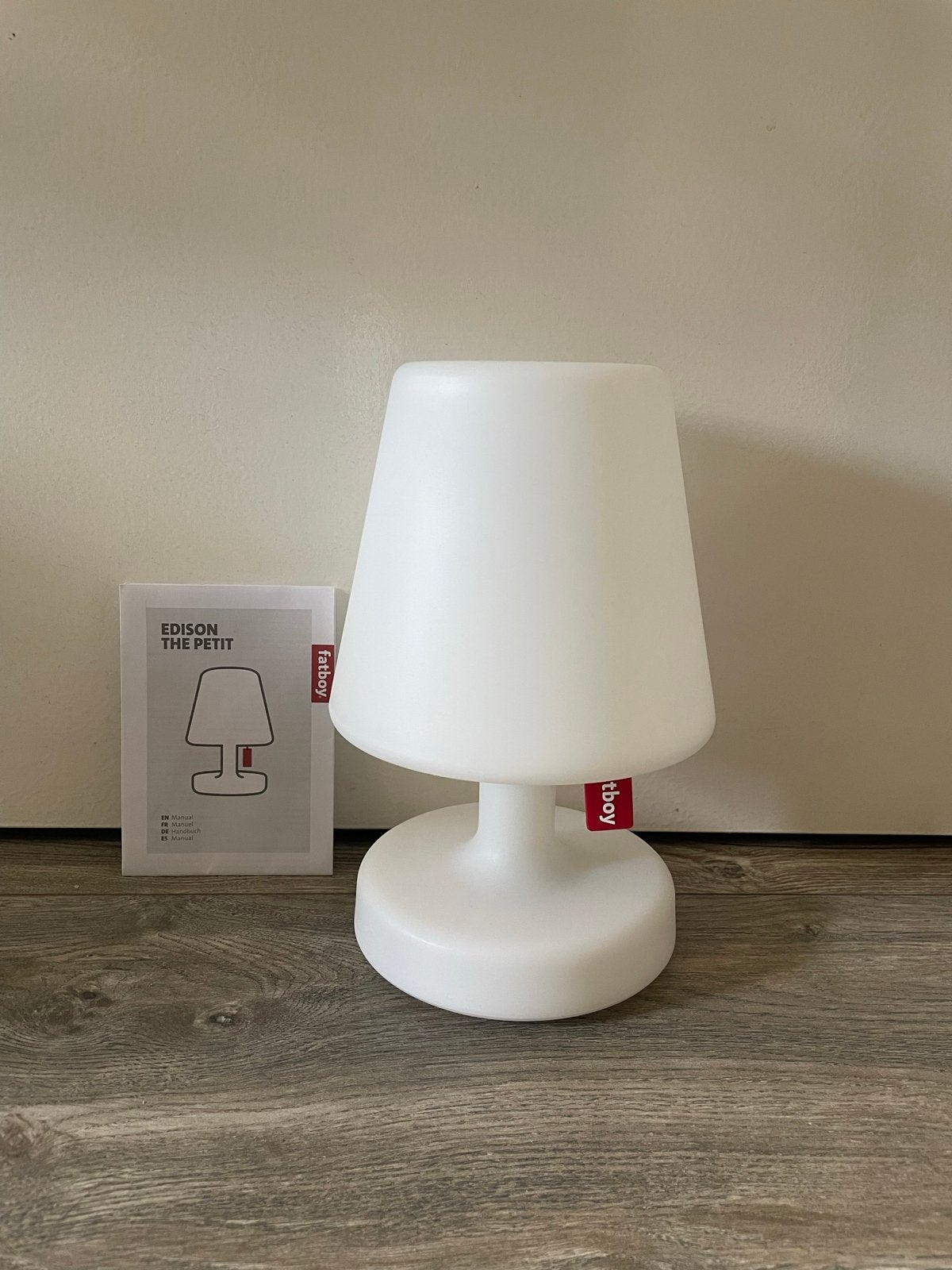Fatboy Edison the Petit tafellamp met grijze kap, Huis en Inrichting, Kunststof, Fatboy, Ophalen of Verzenden, Draadloos