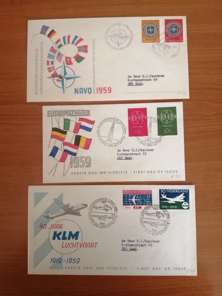 (P-02)  Zes Eerste Dag Enveloppen Nederland nummer 37 - 45, Postzegels en Munten, Brieven en Enveloppen | Nederland, Ophalen of Verzenden