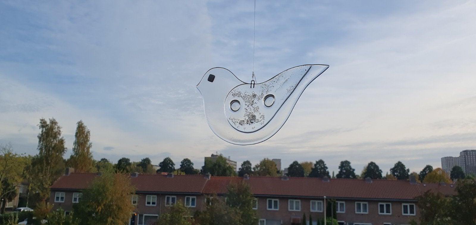 2 Glazen Raamhangers: Vogel en Druppel, Ophalen of Verzenden, Zo goed als nieuw, Glas