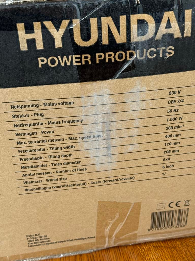 Hyundai Elektrische Tuinfrees 1500W - Nieuw in doos, Ophalen of Verzenden, Nieuw, Elektrisch