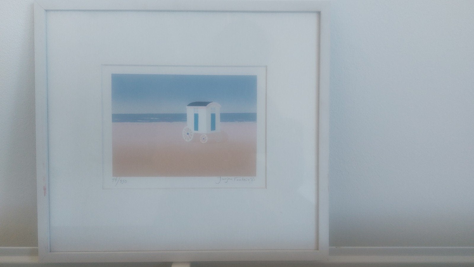 Zeefdruk 'Strandhuisje' van Jurgen Fontein (1981), Antiek en Kunst, Kunst | Litho's en Zeefdrukken, Ophalen