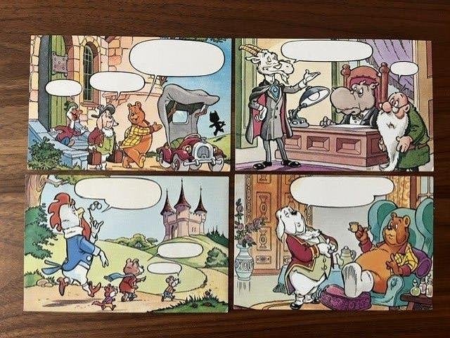 4 kaarten Marten Toonder (Tom Poes en Bommel), Ophalen of Verzenden, 1980 tot heden, Ongelopen, Gelderland