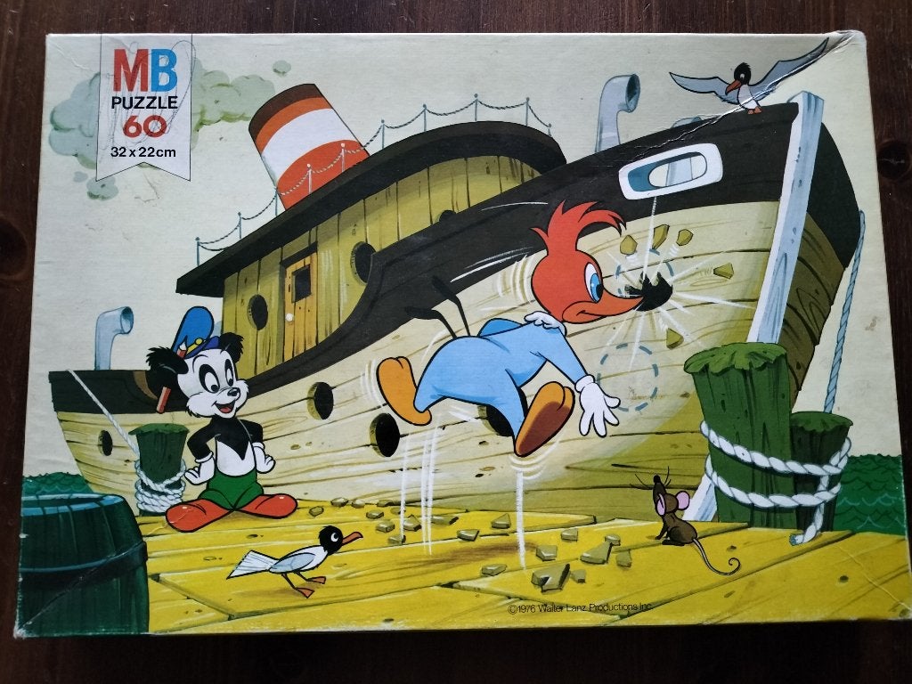 Retro puzzel Woody Woodpecker (60 stukjes), Ophalen of Verzenden, Meer dan 50 stukjes, Zo goed als nieuw, 4 tot 6 jaar