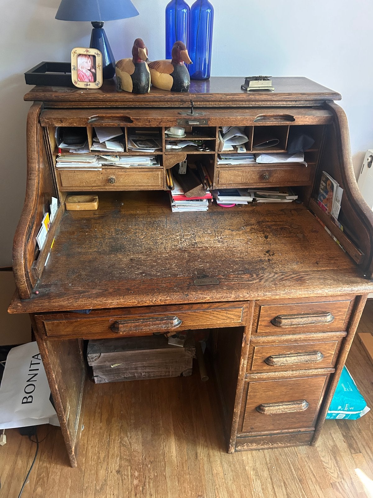 Antiek rolluikbureau van eikenhout, Antiek en Kunst, Ophalen