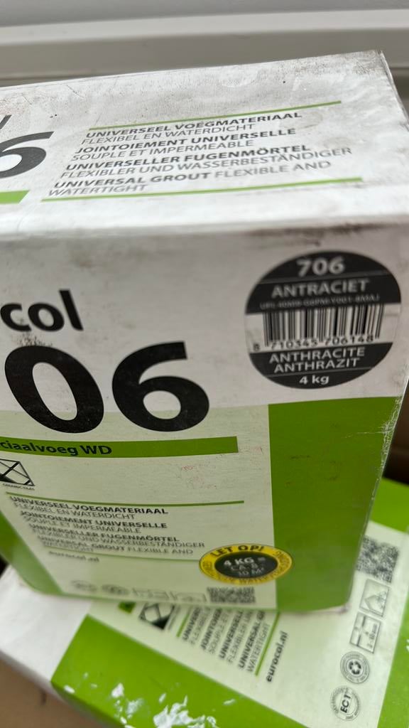 Eurocol voegmortel antraciet, Doe-het-zelf en Verbouw, Tegels, Keramiek, Nieuw, Minder dan 20 cm, Vloertegels