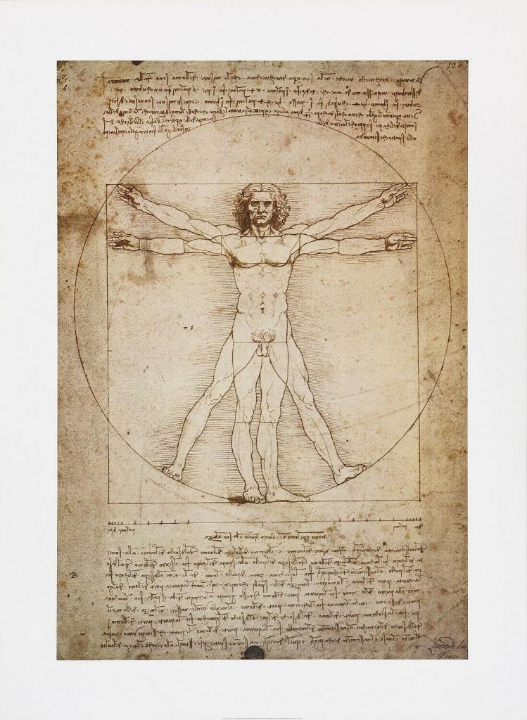 Leonardo da Vinci (1452) Kunstdruk "Human figure Vitruvius", Ophalen of Verzenden