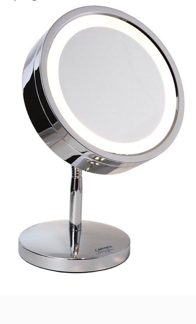 Carmen Grote spiegel makeupspiegel vergroot verlichting voet, Gehele gezicht, Ophalen of Verzenden, Zo goed als nieuw, Make-up