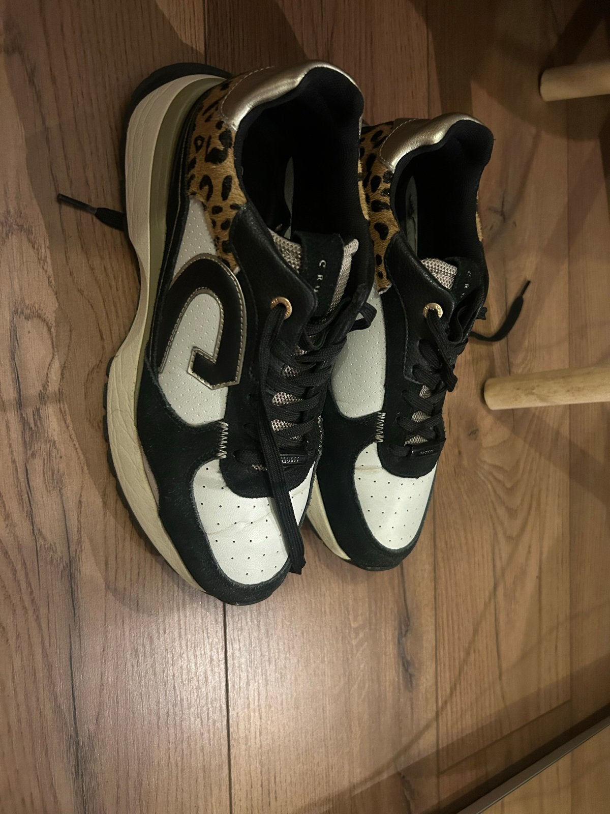 Cruyff sneakers maat 40 - Zwart/Wit met luipaardprint, Ophalen of Verzenden, Gedragen, Zwart, Sneakers of Gympen