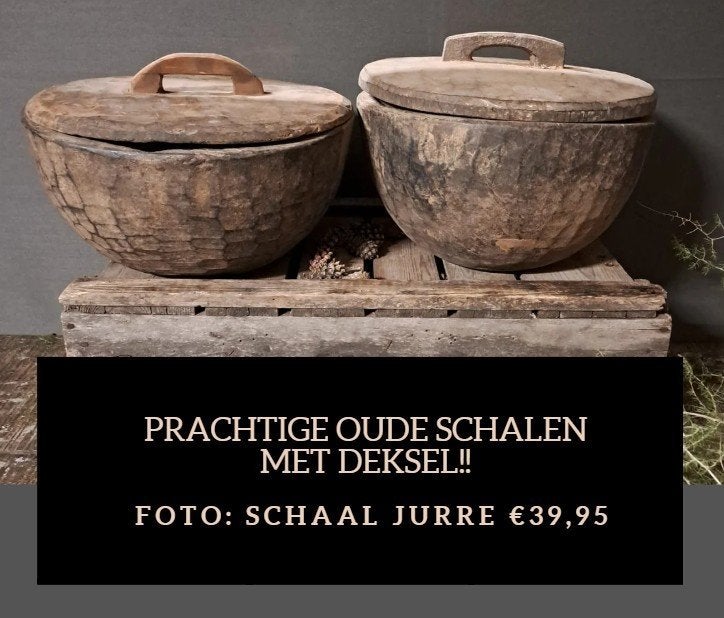 oude houten sobere schaal met deksel 39,95/42,50/45,- !!!, Ophalen of Verzenden, Nieuw