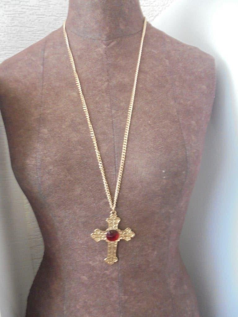 Lange ketting met kruis, Ophalen of Verzenden, Zo goed als nieuw, Goud, Overige materialen