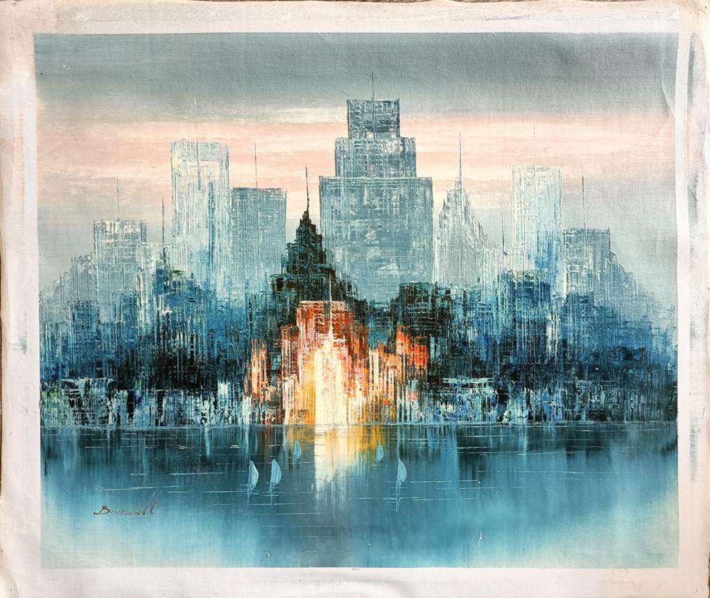 Olieverfschilderij New York Skyline door Bonsall, Ophalen of Verzenden
